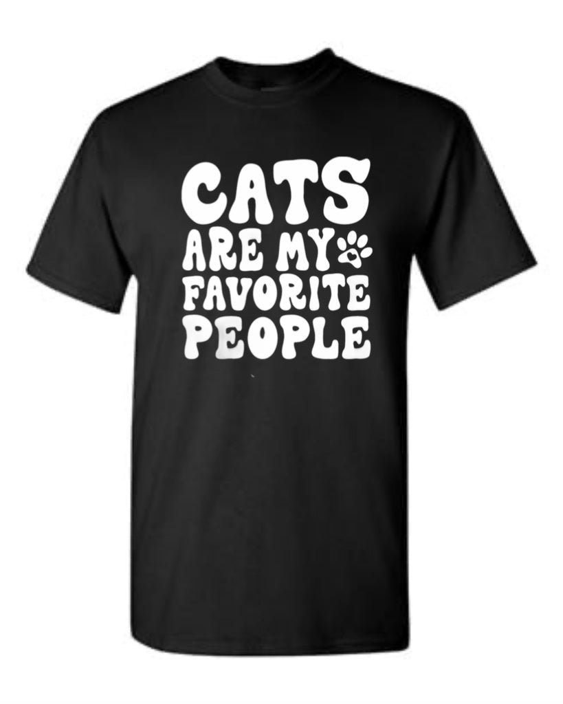 Cats Are My Favorite People - Black Cotton T-Shirt