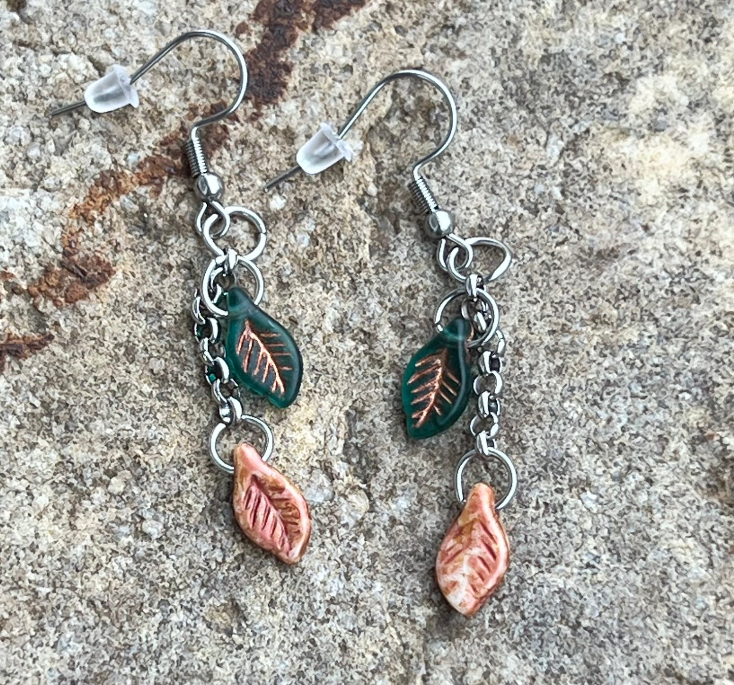 Handmade Dangling Leaf Earrings