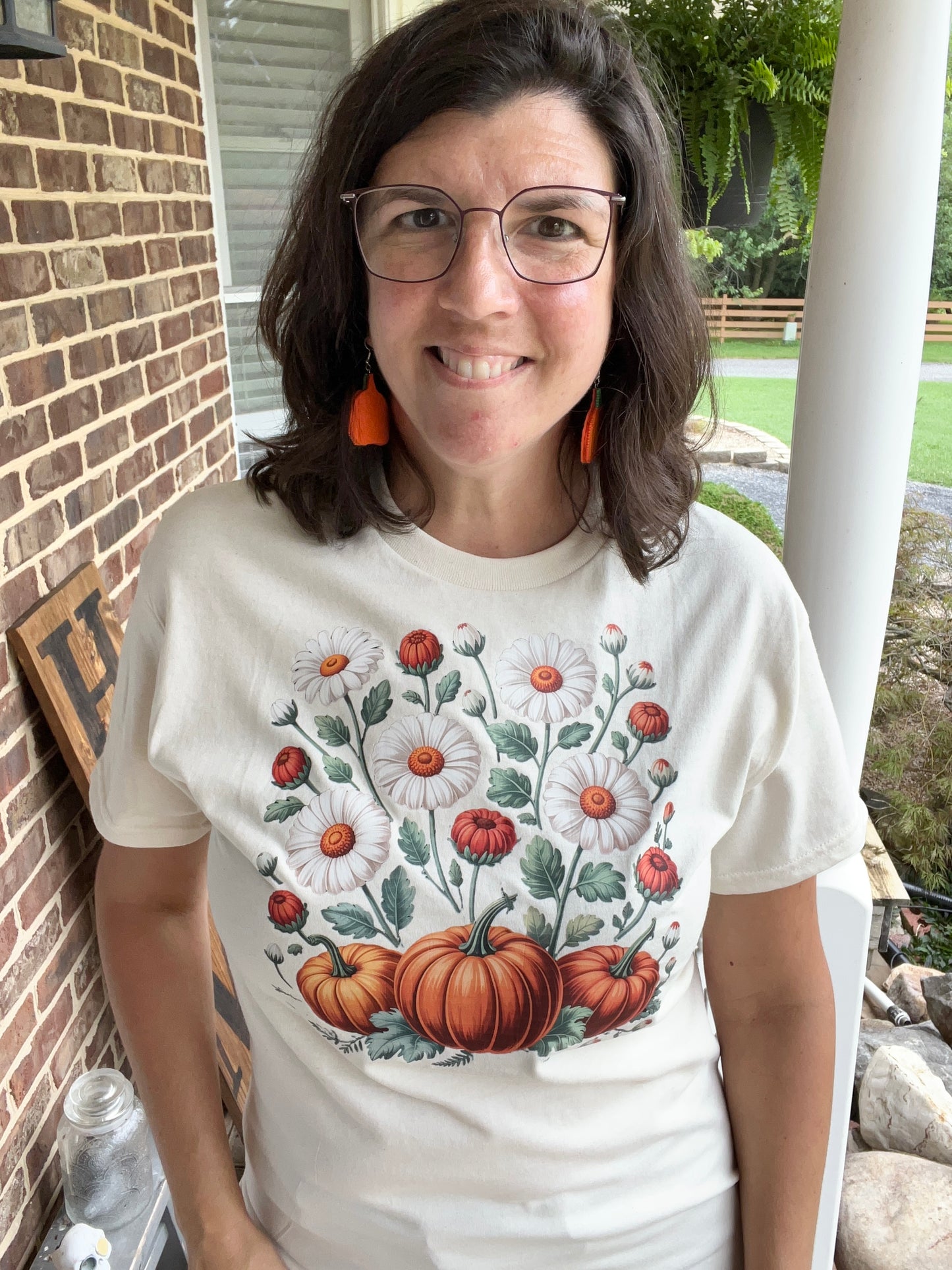 Pumpkins & Wild Daisies Handmade T-Shirt