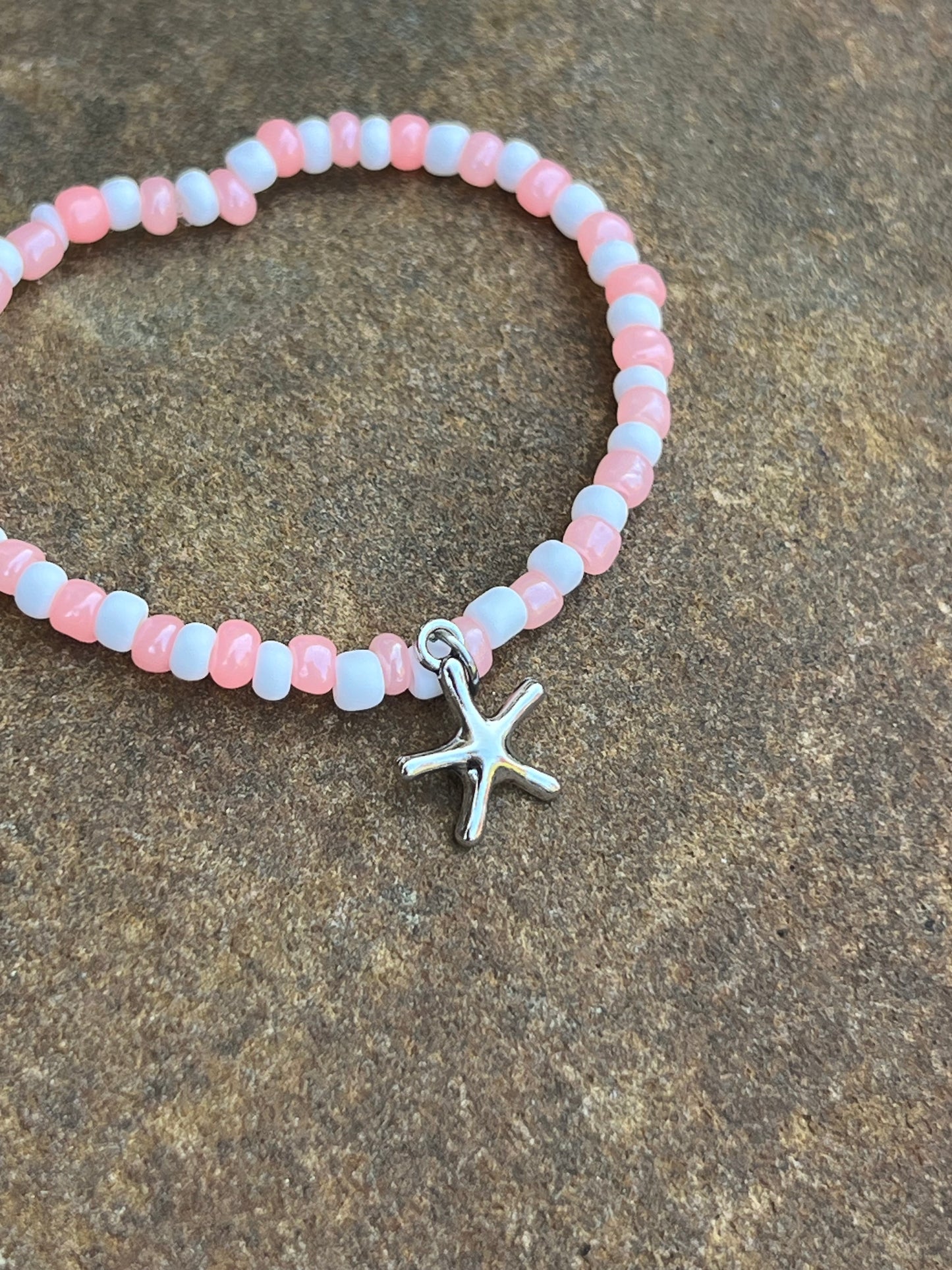 Handmade Pink & White Starfish Anklet/Bracelet