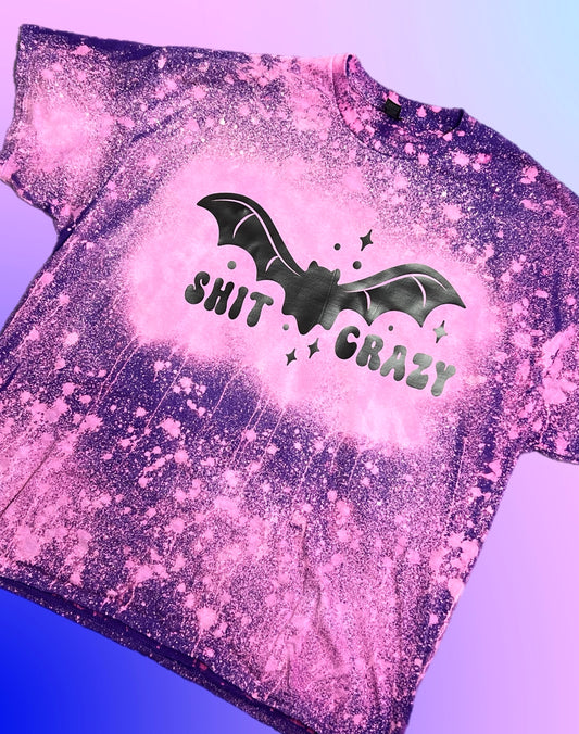 Bat Shit Crazy Bleach Art Handmade T-Shirt