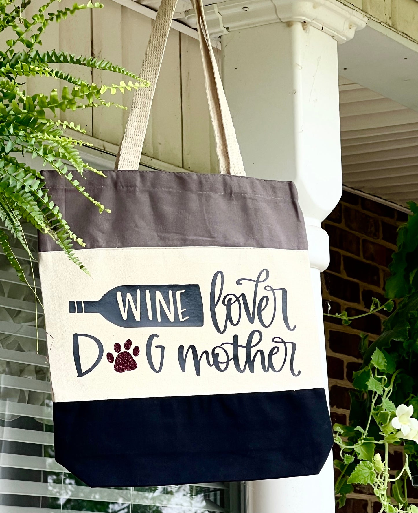 Wine Lover Dog Mother Color Black Tote Bag