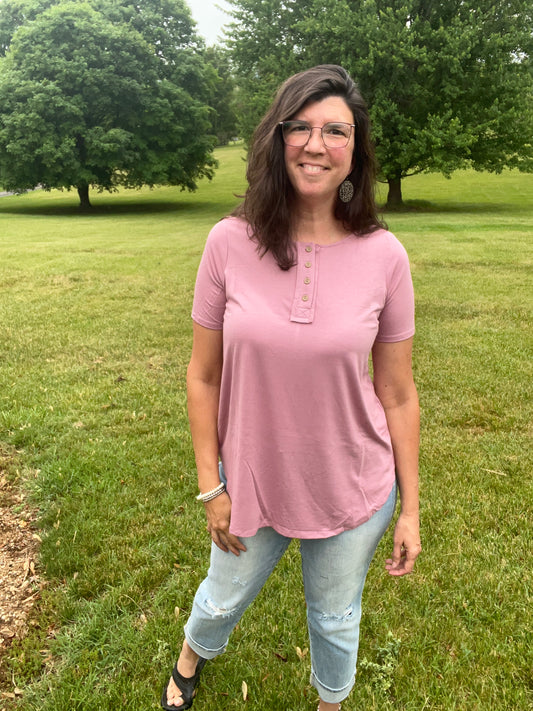 Zenana Rose Pink Button Front Top
