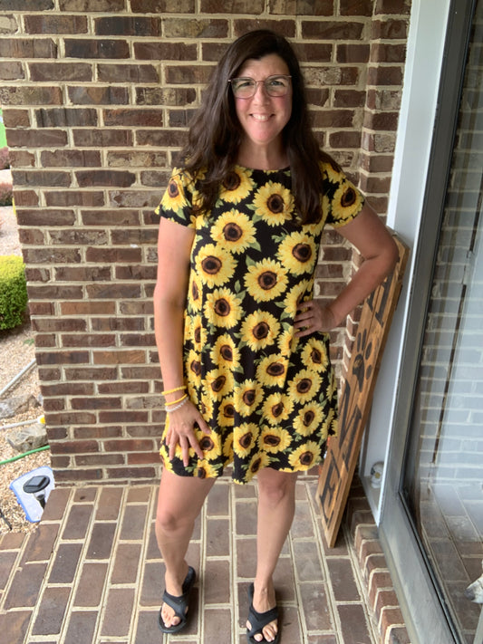 Sunflower Dress w/ Pockets In Stock