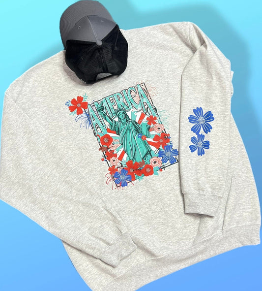 Statue of Liberty Floral Americana Sweatshirt