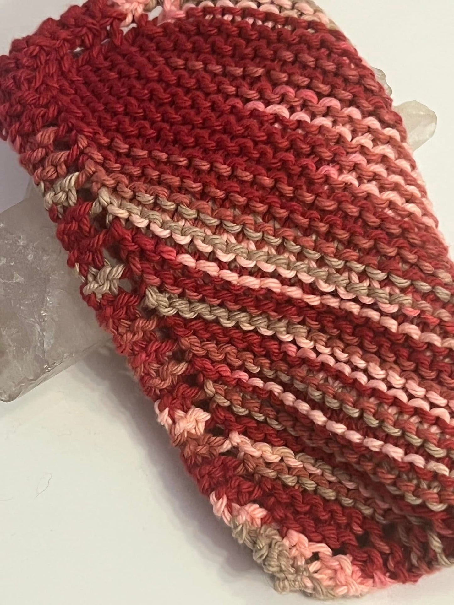 Chocolate Covered Cherries 100% Cotton Hand Knit Dish Cloth