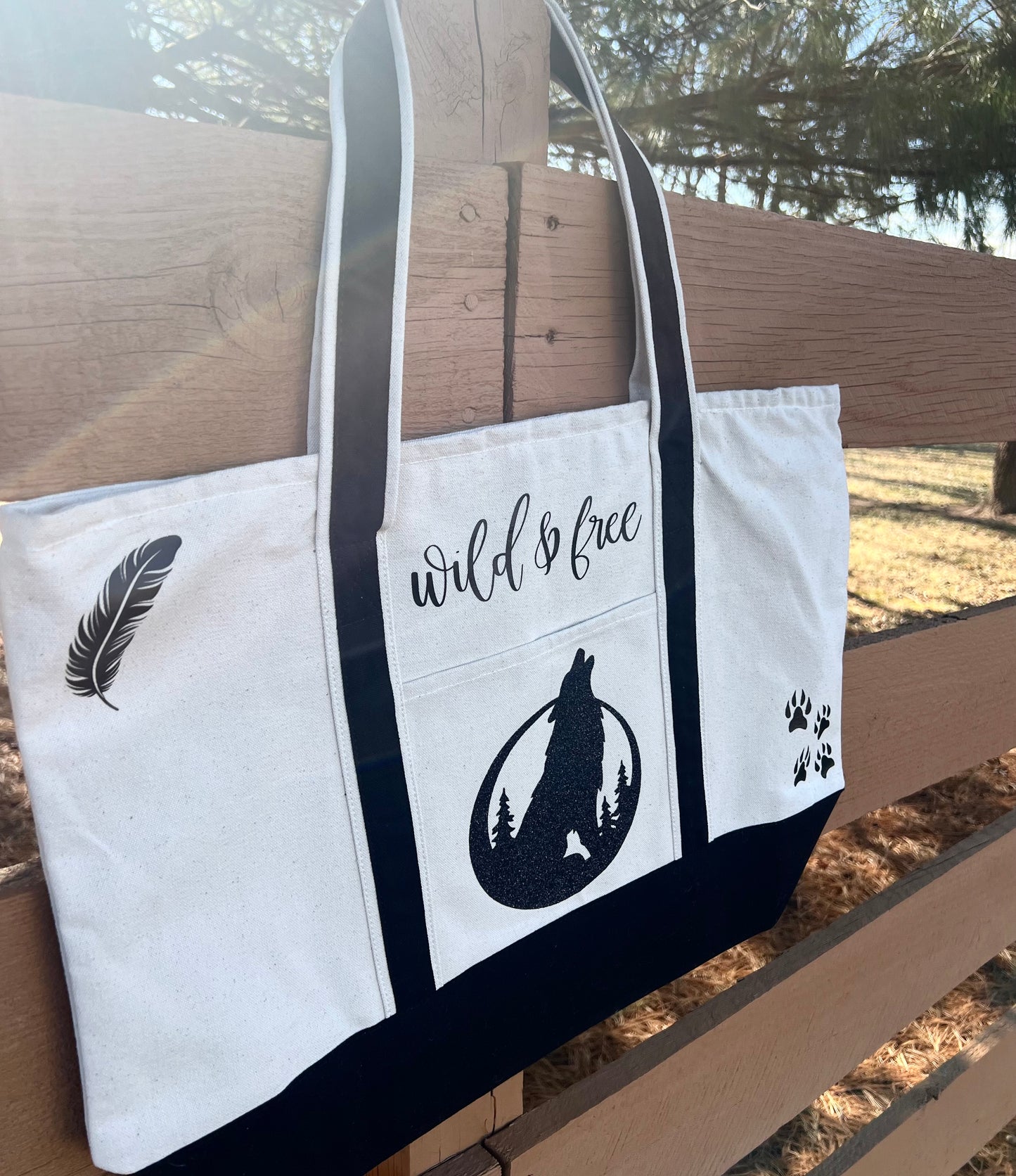 Wild & Free Wolf Tote Bag - Custom Made