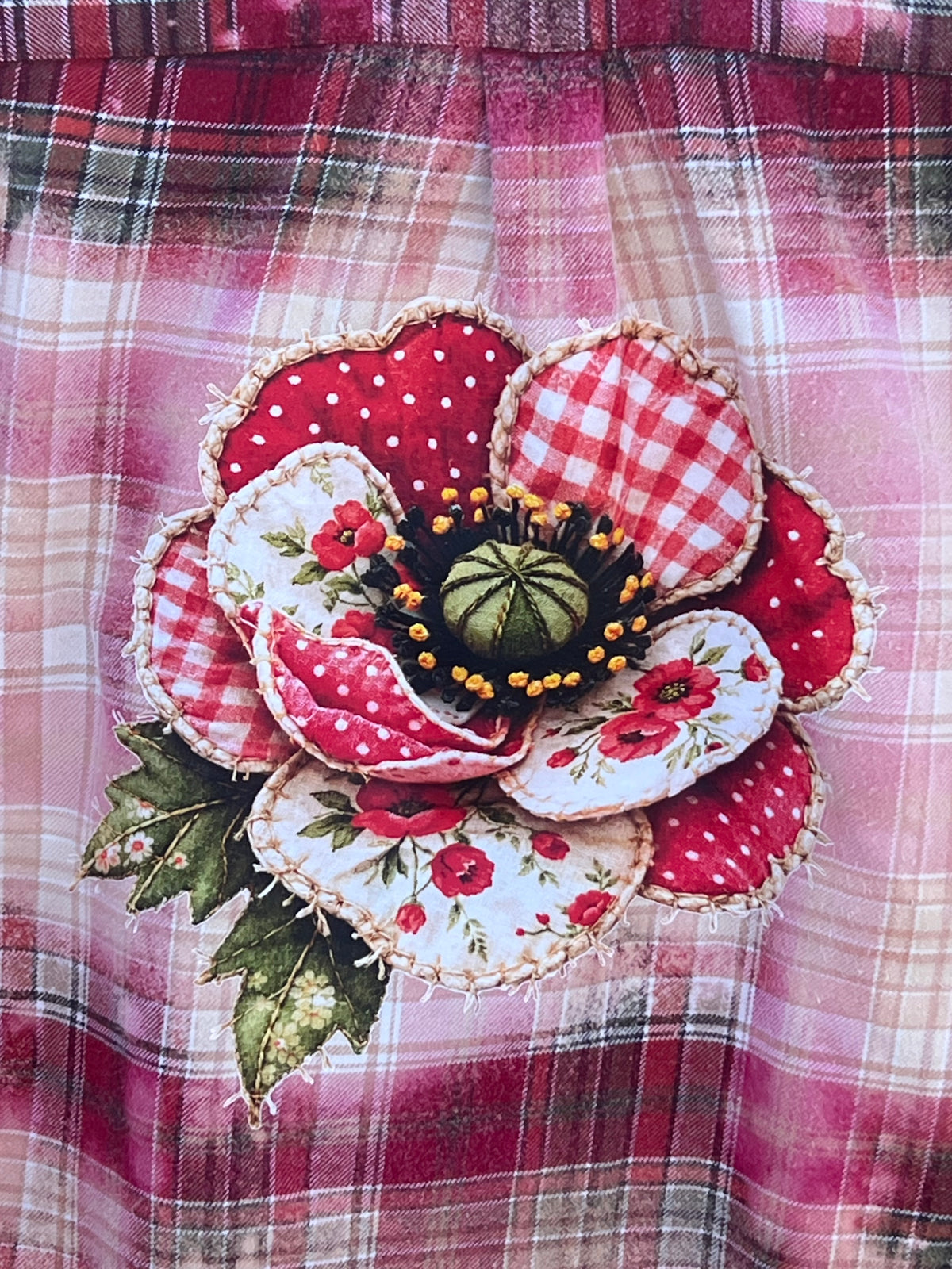 Upcycled Flannel -  Poppy Flower Bleach Art
