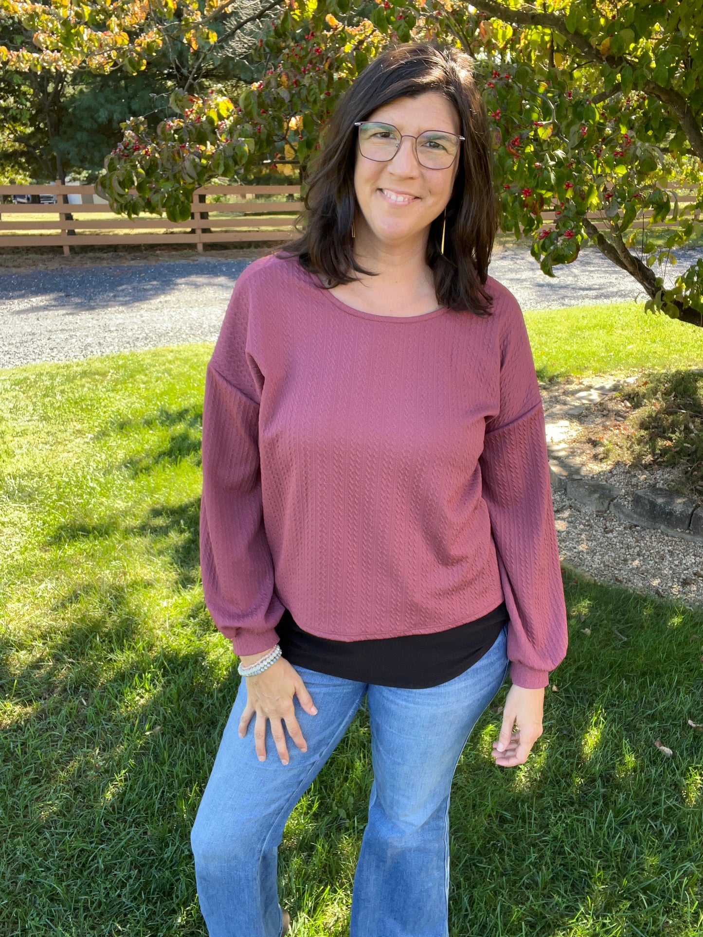 Deep Mauve Back Rouching Top