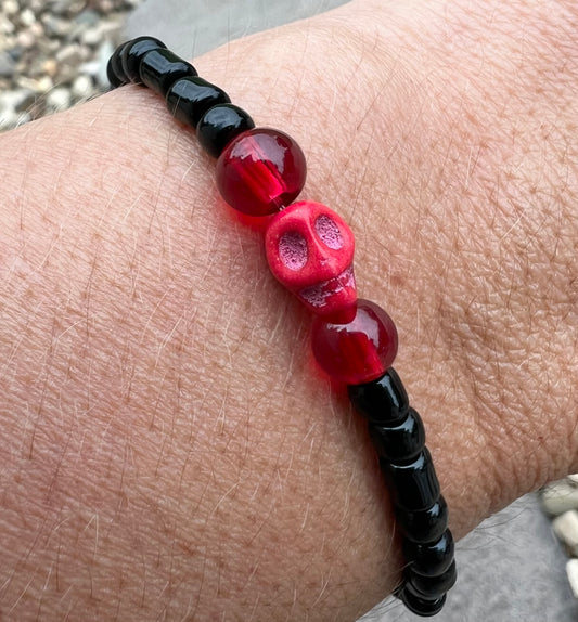 Handmade Red Halloween Skull Anklet/Bracelet