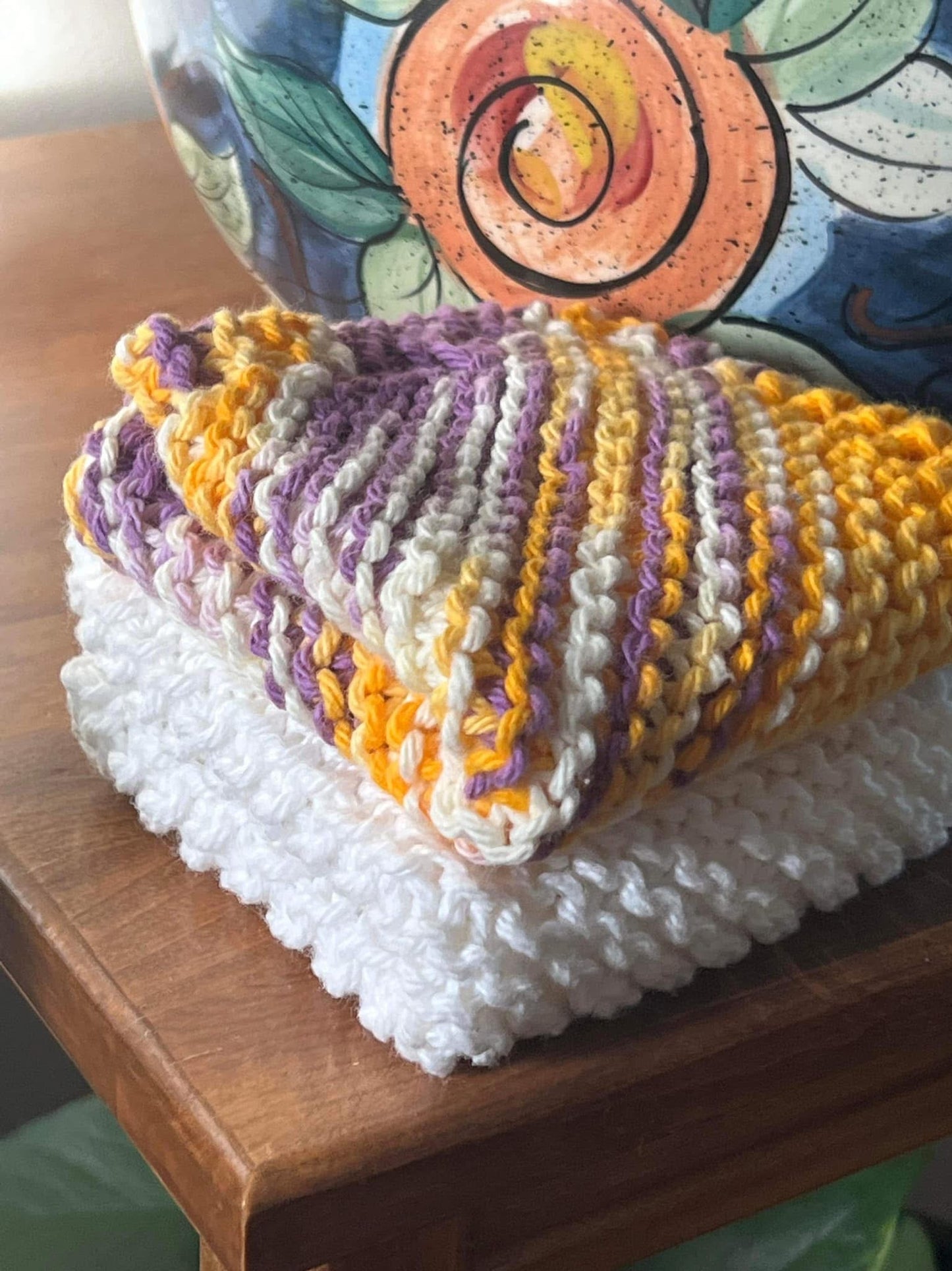 JMU Inspired 100% Cotton Hand Knit Dish Cloth Set