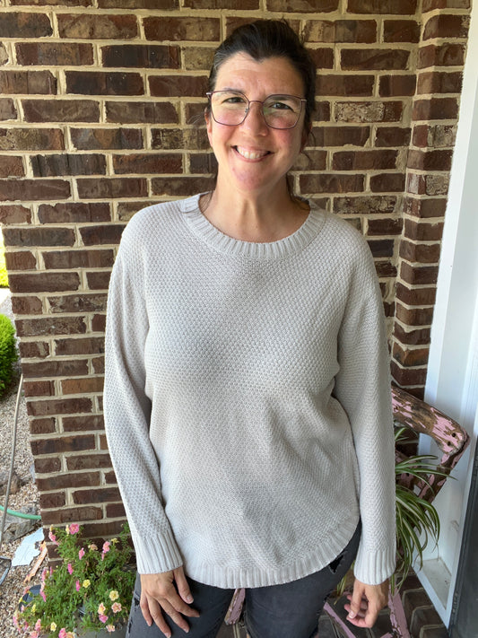 Zenana Ice Grey Round Neck Sweater