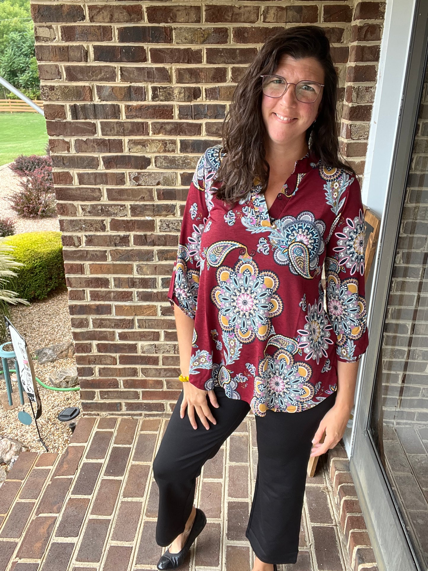 Dear Scarlett Paisley Lizzy 3/4 Sleeve Top