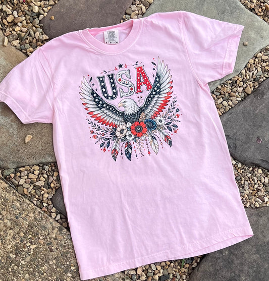 USA Floral Eagle T-Shirt - Small