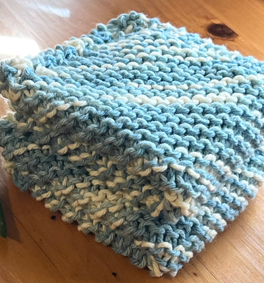 Blueberries & Cream 100% Cotton Hand Knit Dish Cloth
