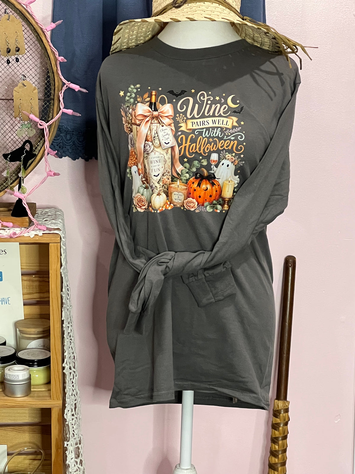 Wine Pairs Well With Halloween Long Sleeve Tee - S