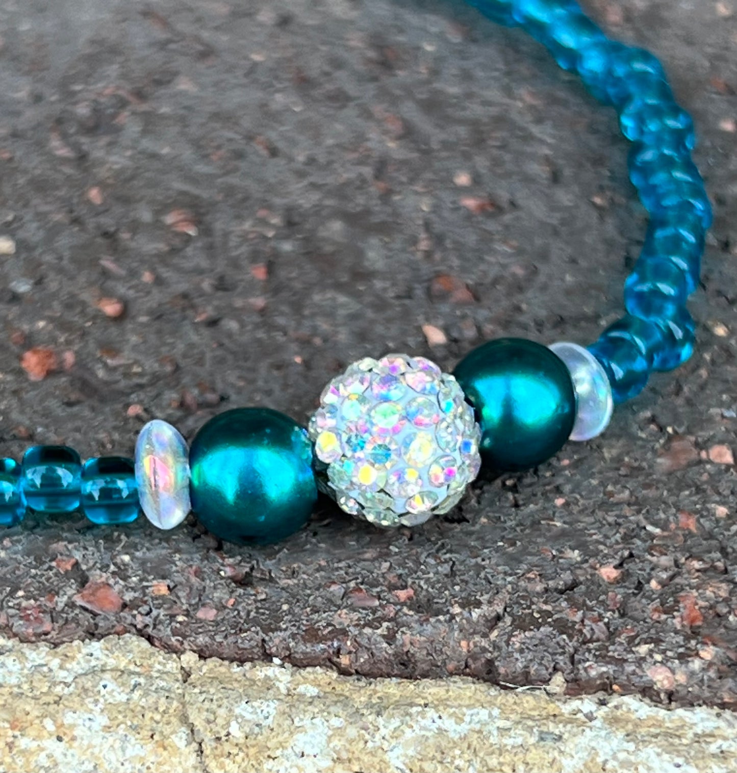 Handmade Teal Lovers Bling Sparkle Anklet/Bracelet