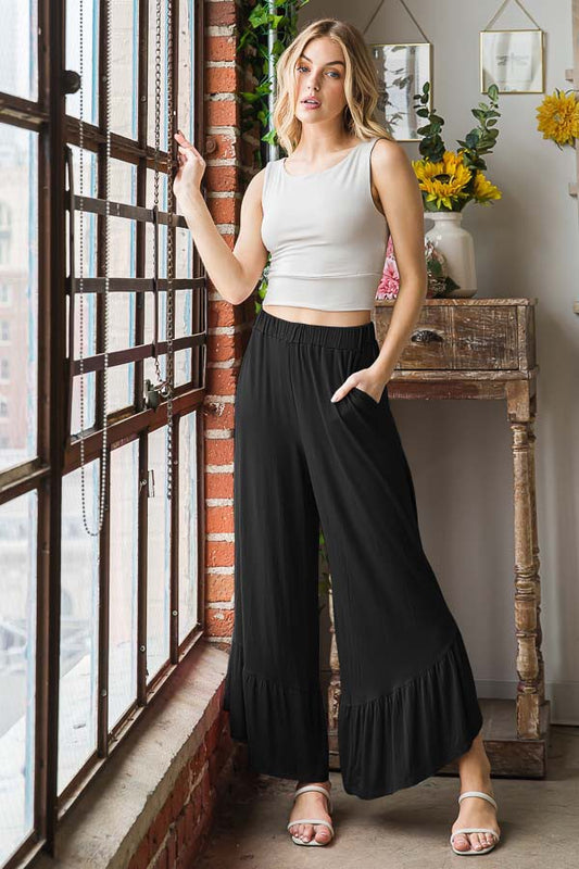 Black Ruffle Pants w/ Pockets