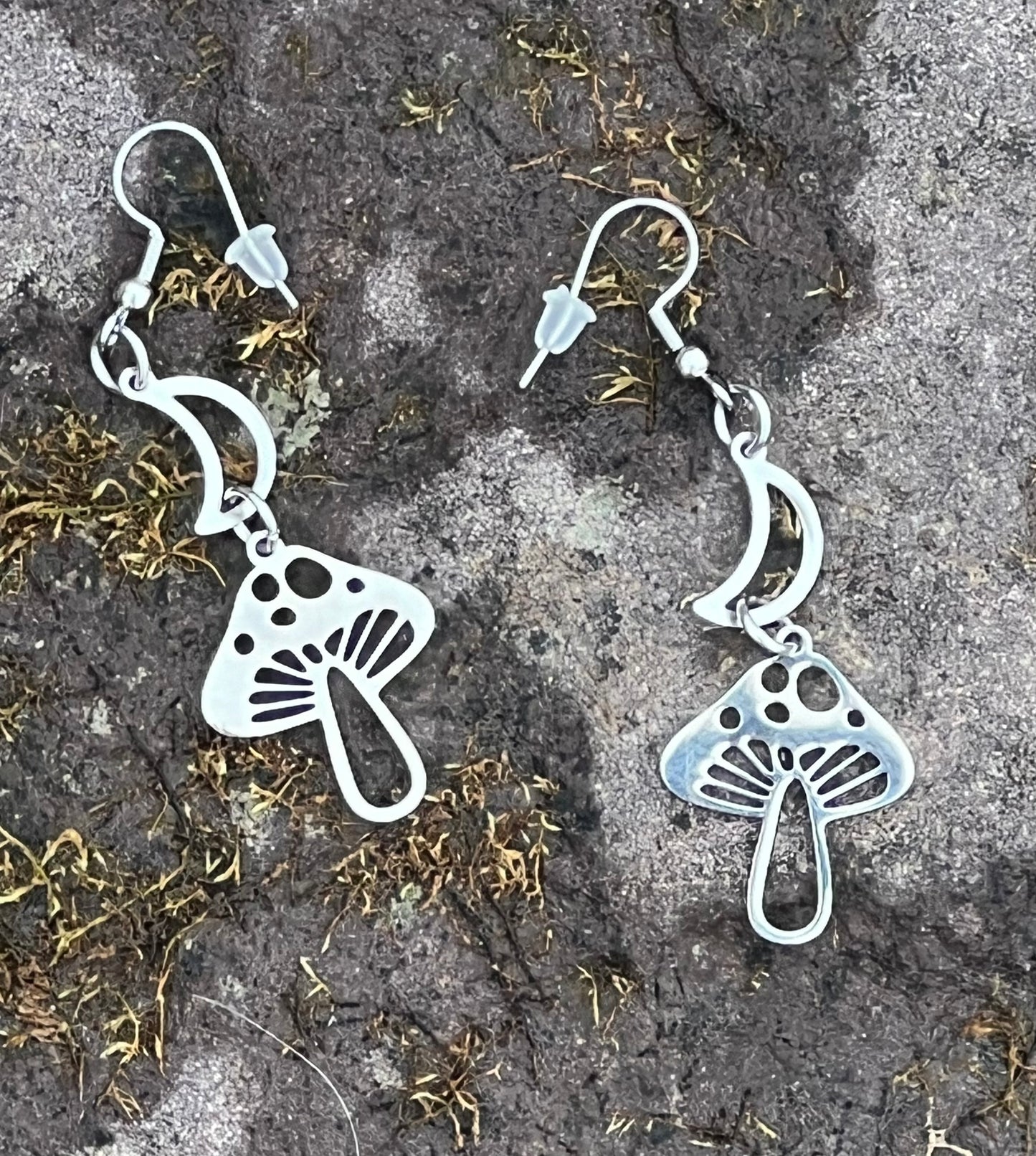 Handmade Moon & Mushroom Earrings
