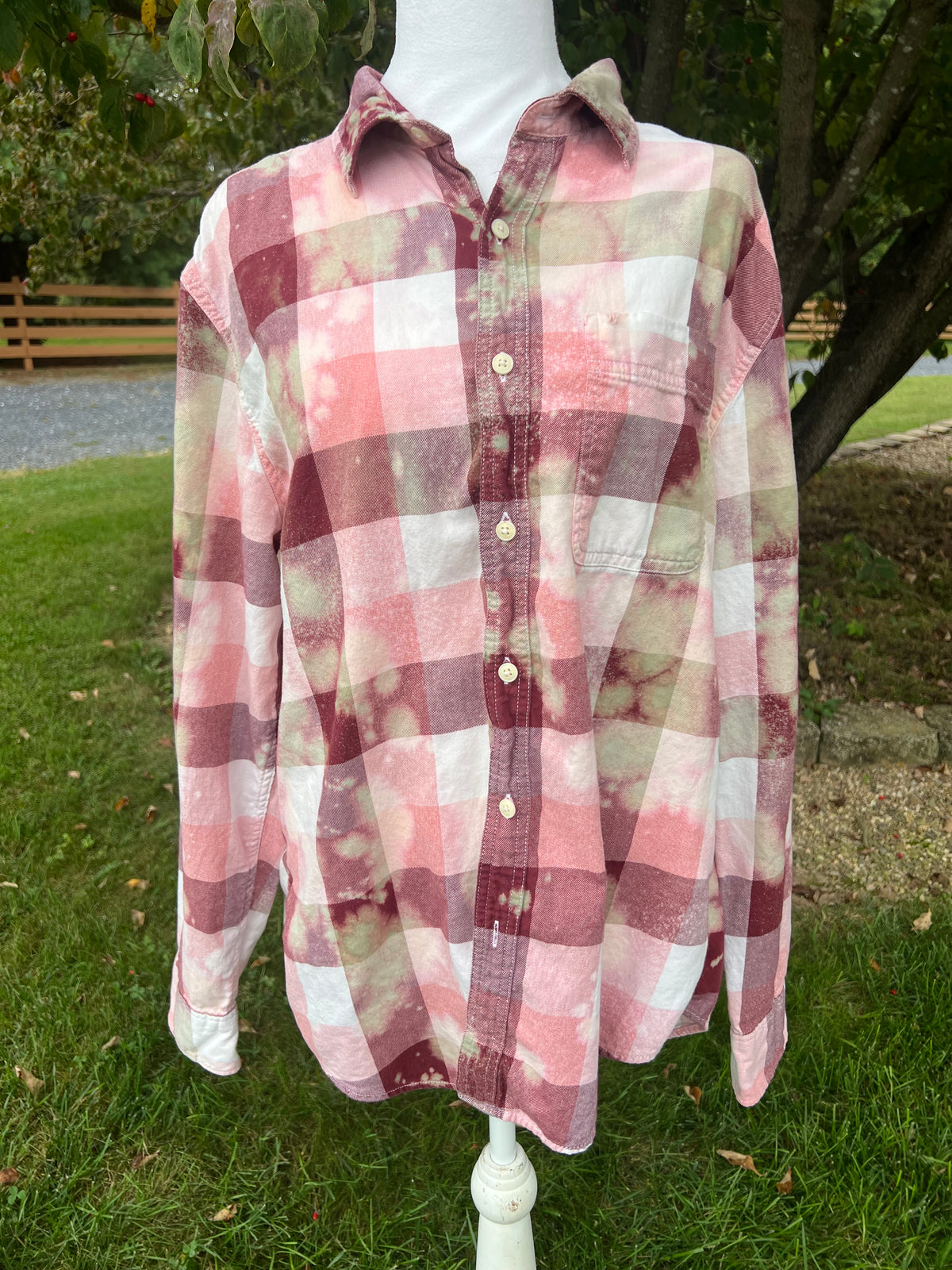 Upcycled Flannel -  Motherhood Bleach Art