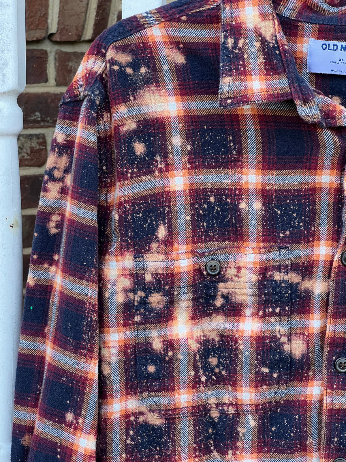 Artsy German Shepherd Dog Upcycled Bleach Art Flannel - Men’s XL Unisex