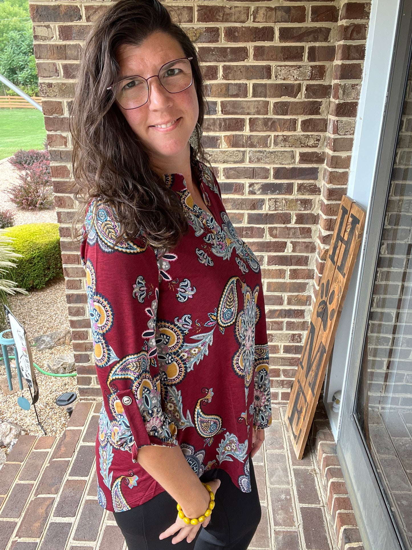 Dear Scarlett Paisley Lizzy 3/4 Sleeve Top