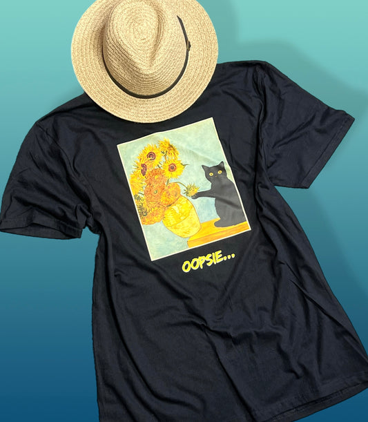 Oopsie - Cute Black Cat T-Shirt