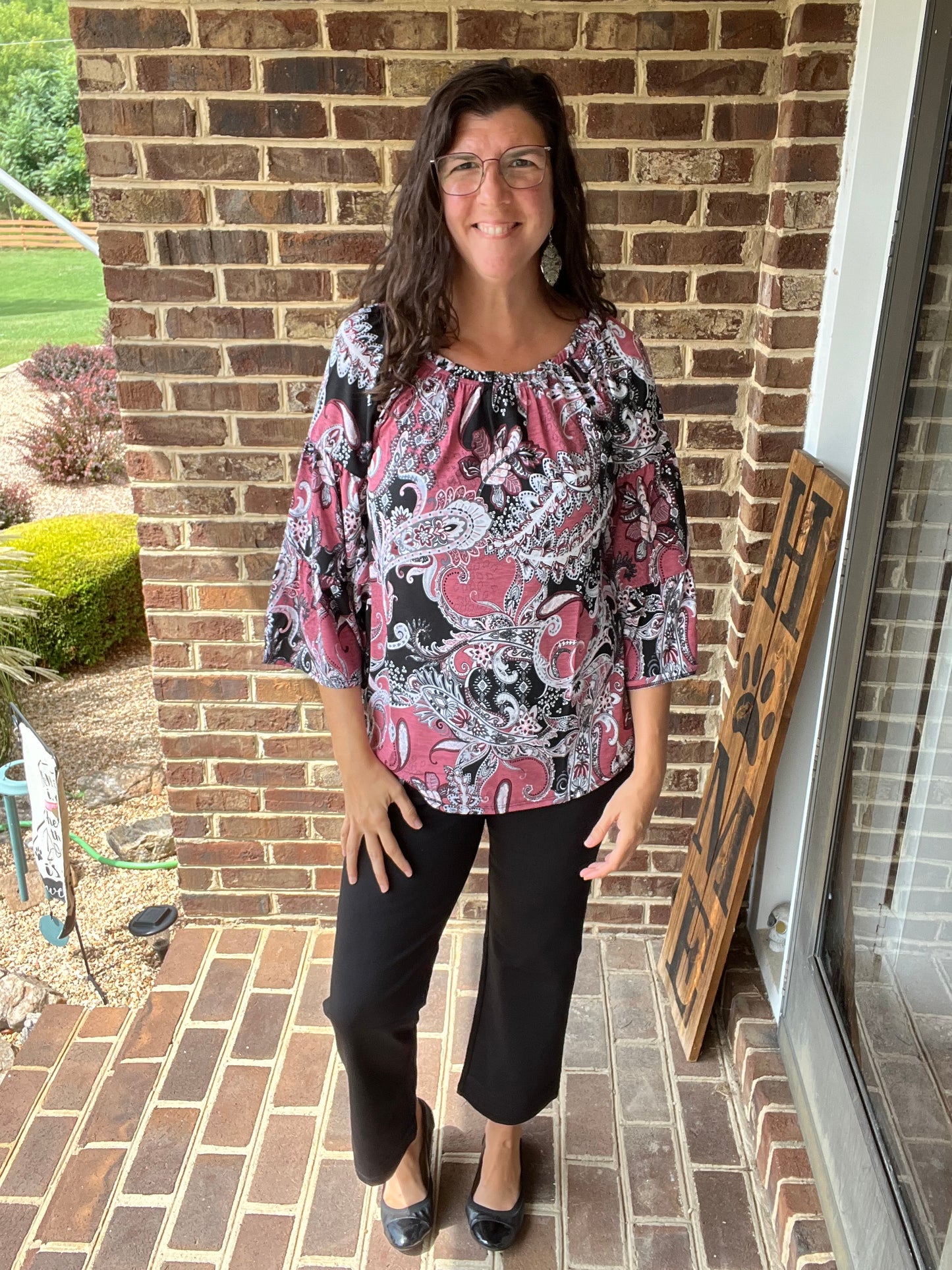 Dear Scarlett Bell Sleeve Paisley Top