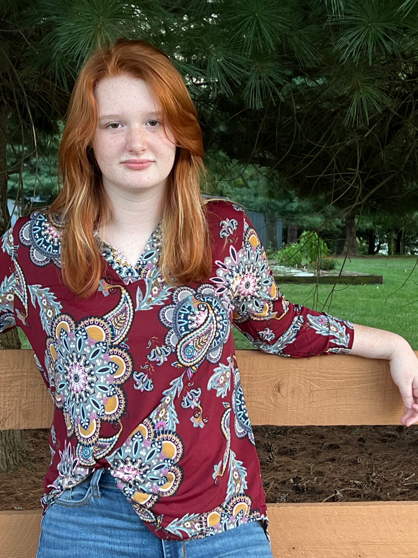 Dear Scarlett Paisley Lizzy 3/4 Sleeve Top