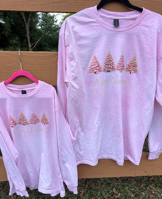 Mom & Me Pink Christmas Shirts