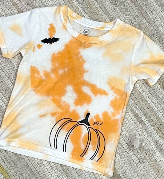 Custom Made Double Sided Tie Dyed Toddler T-Shirt - Coolest Pumpkin in the Patch