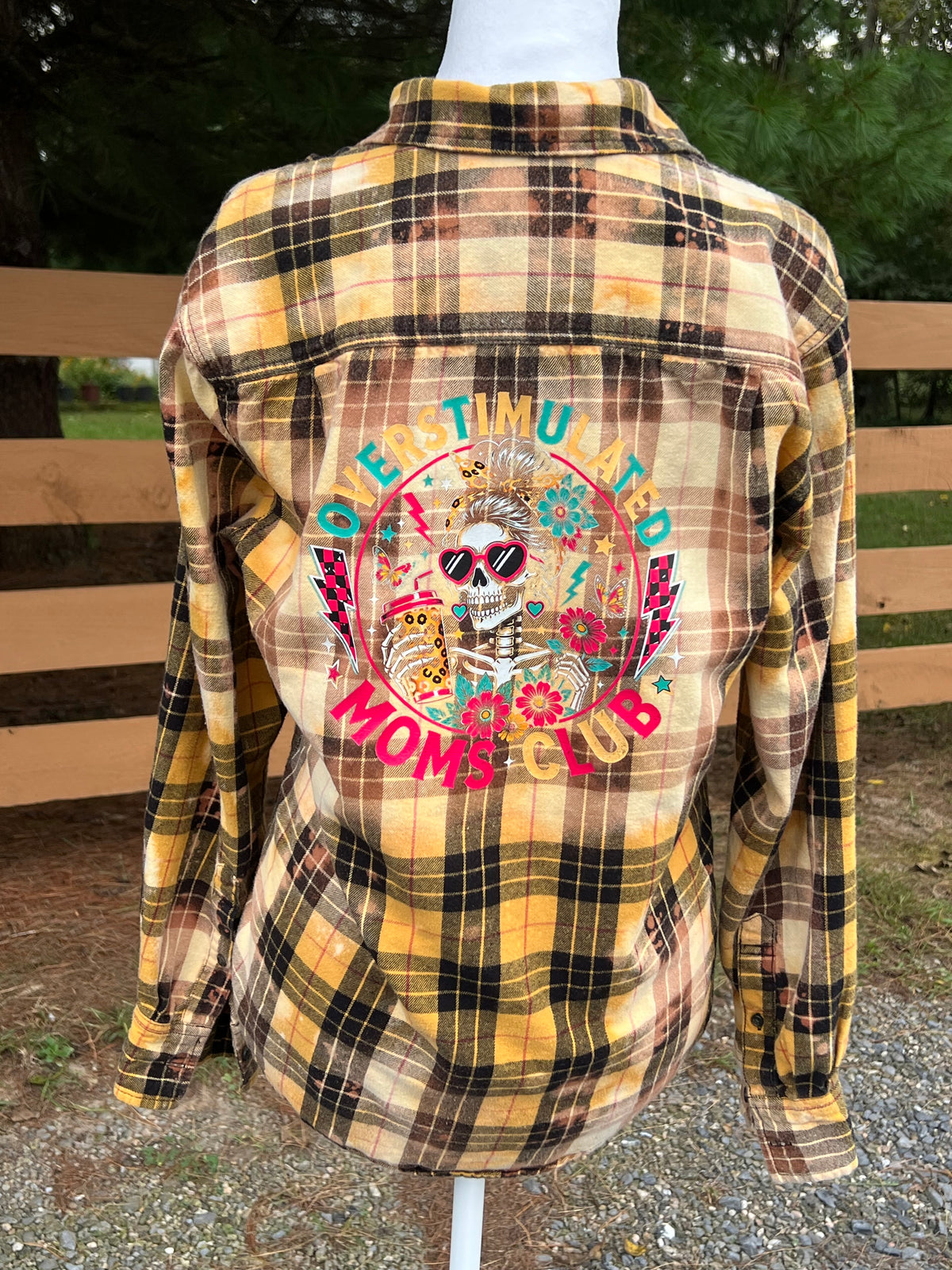 Upcycled Flannel - All Cozy Fall Floral Bleach Art - Men’s Small