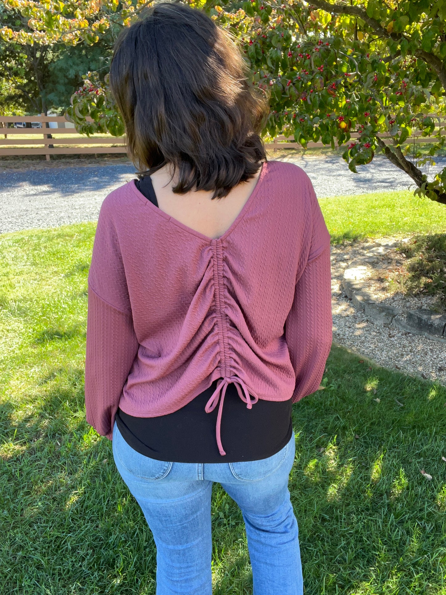Deep Mauve Back Rouching Top