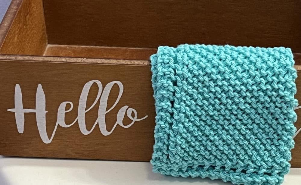 Turquoise 100% Cotton Hand Knit Dish Cloth