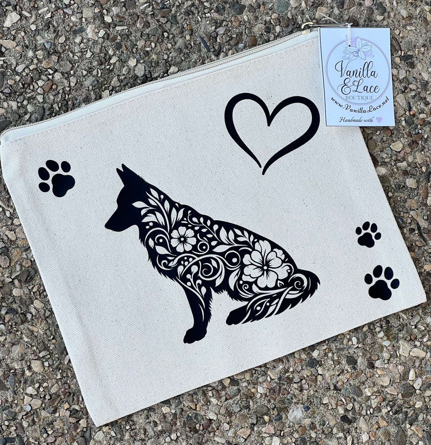 German Shepherd Lovers Canvas Zipper Pouch - Handmade