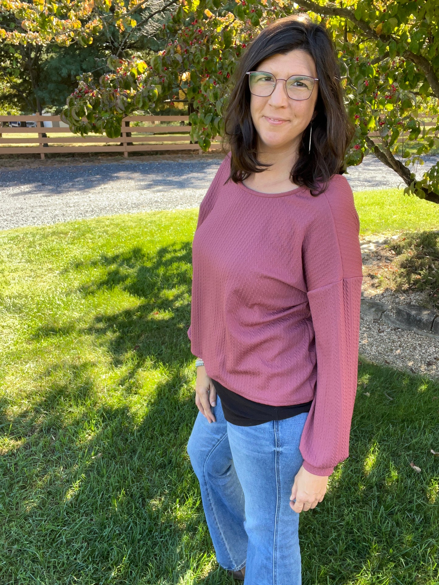 Deep Mauve Back Rouching Top