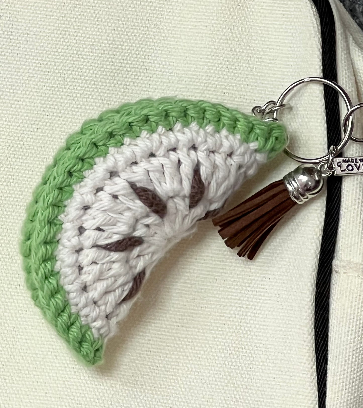 Cute Kiwi Cotton Crochet Keychain