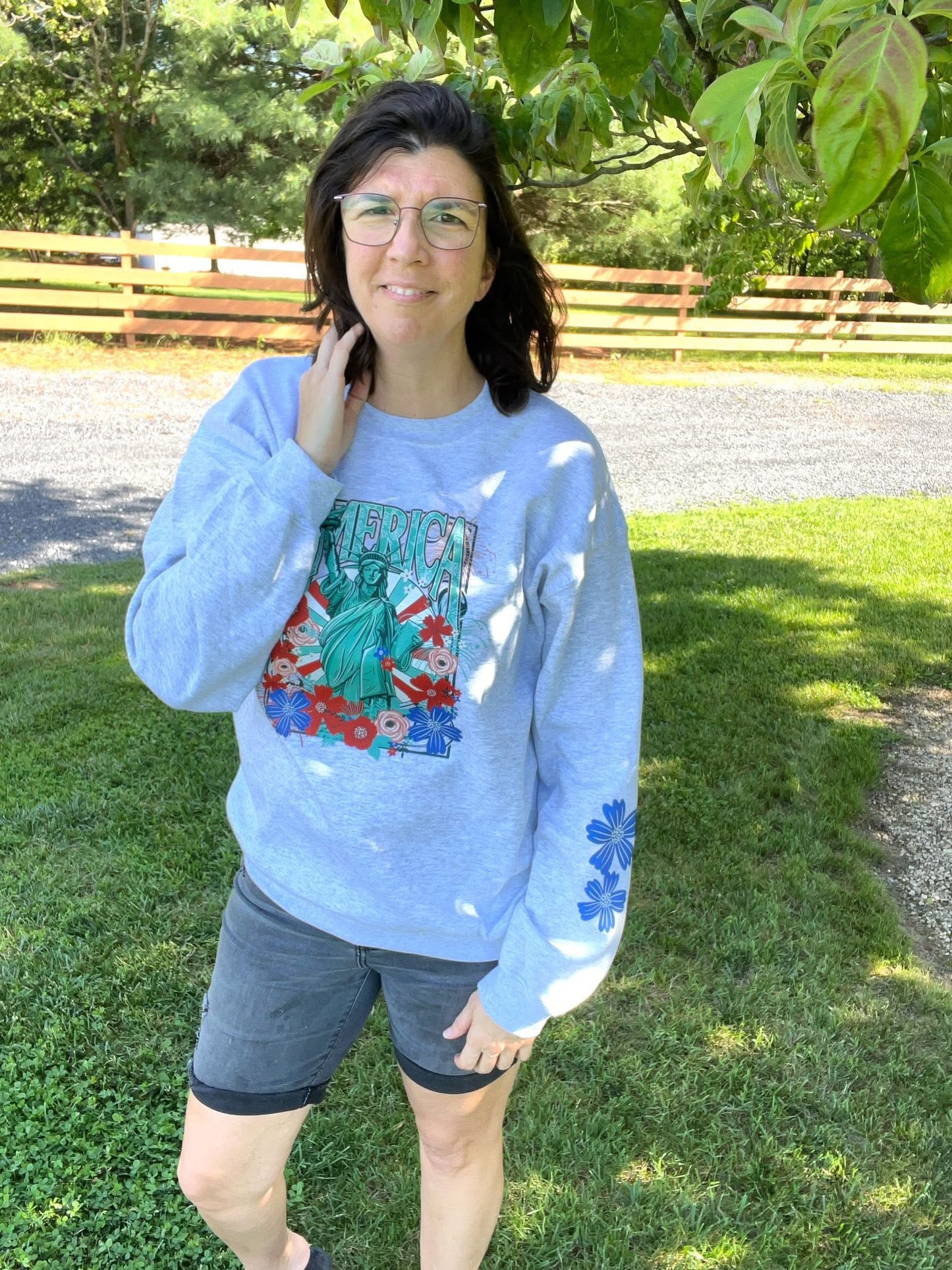Statue of Liberty Floral Americana Sweatshirt