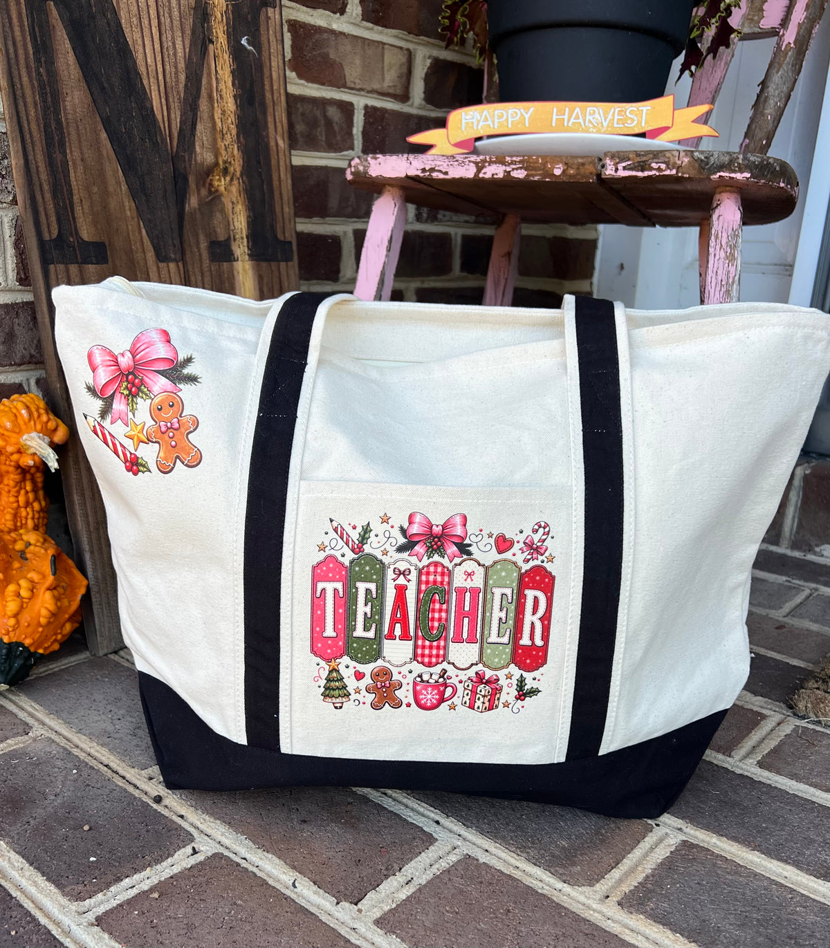 Teacher Zipper Large Tote
