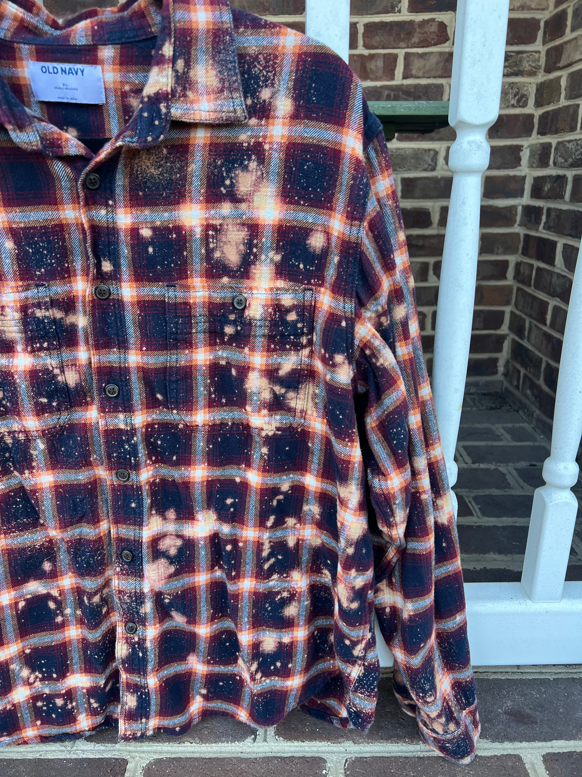 Artsy German Shepherd Dog Upcycled Bleach Art Flannel - Men’s XL Unisex