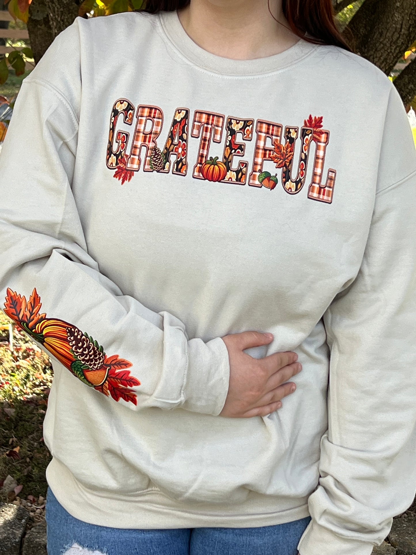 Grateful Sweatshirt with Sleeve Detail