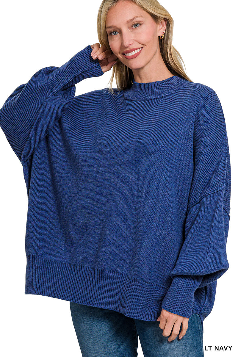 Zenana Oversized Cozy Cotton Blend Sweater