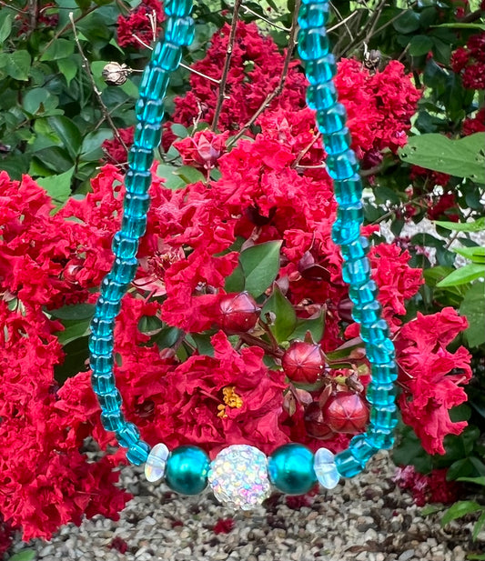 Handmade Teal Lovers Bling Sparkle Anklet/Bracelet