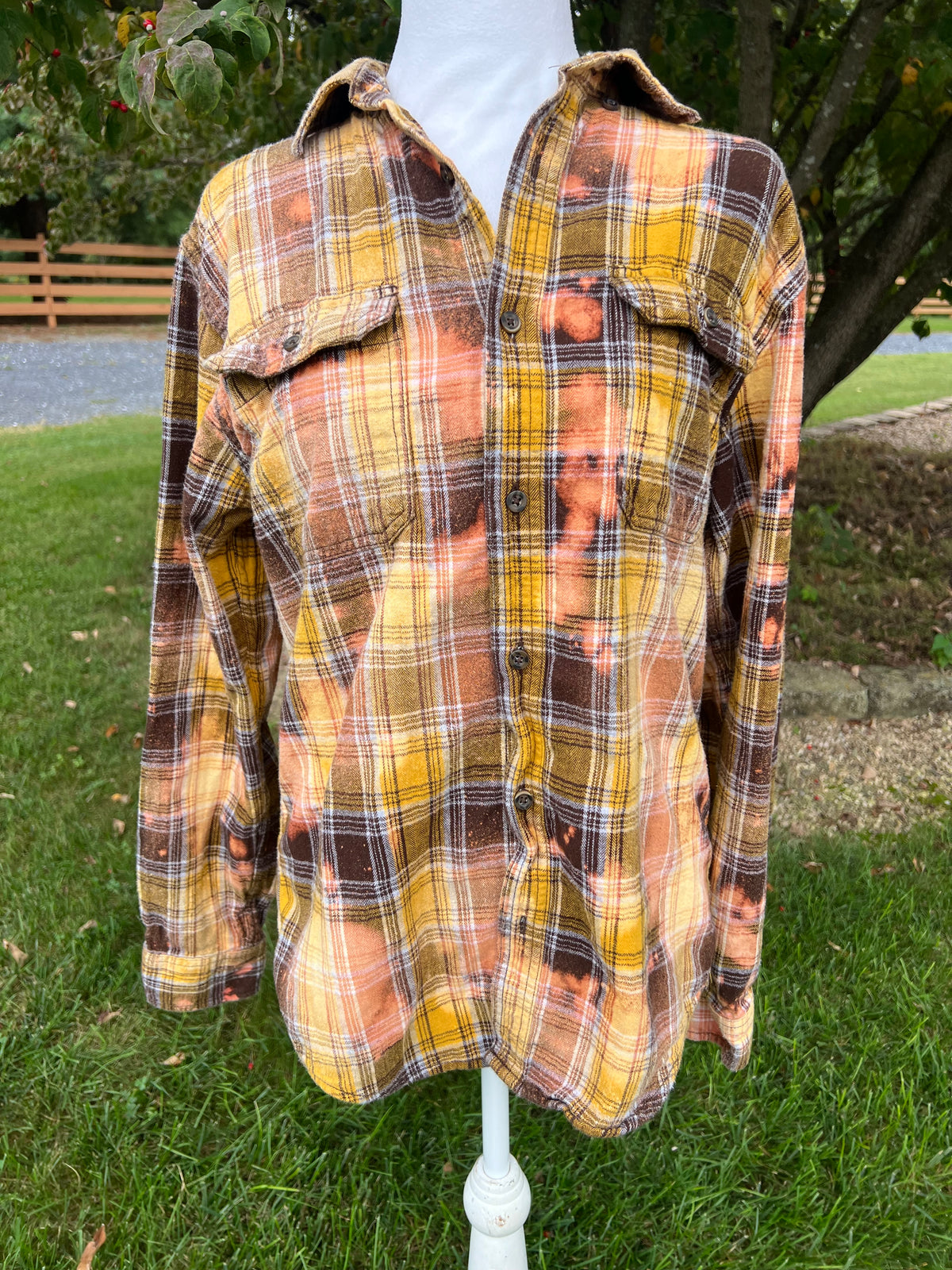 Upcycled Flannel One Nightmare at a Time Bleach Art - Men’s Small