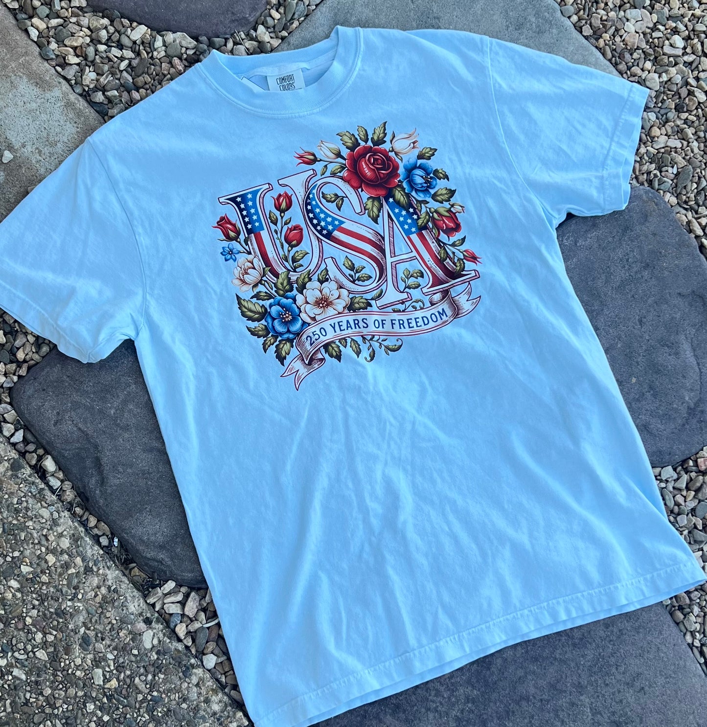Floral USA 250 Years of Freedom T-Shirt