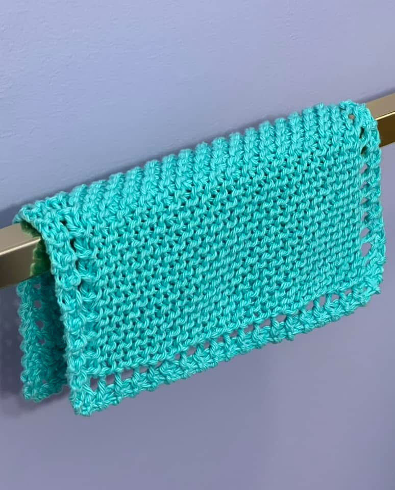 Turquoise 100% Cotton Hand Knit Dish Cloth