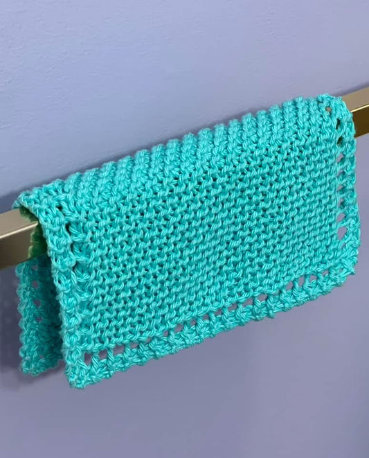 Turquoise 100% Cotton Hand Knit Dish Cloth