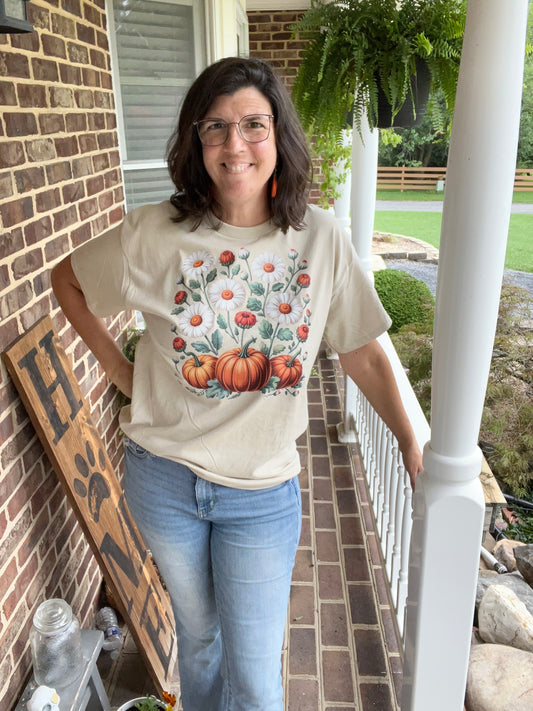 Pumpkins & Wild Daisies Handmade T-Shirt