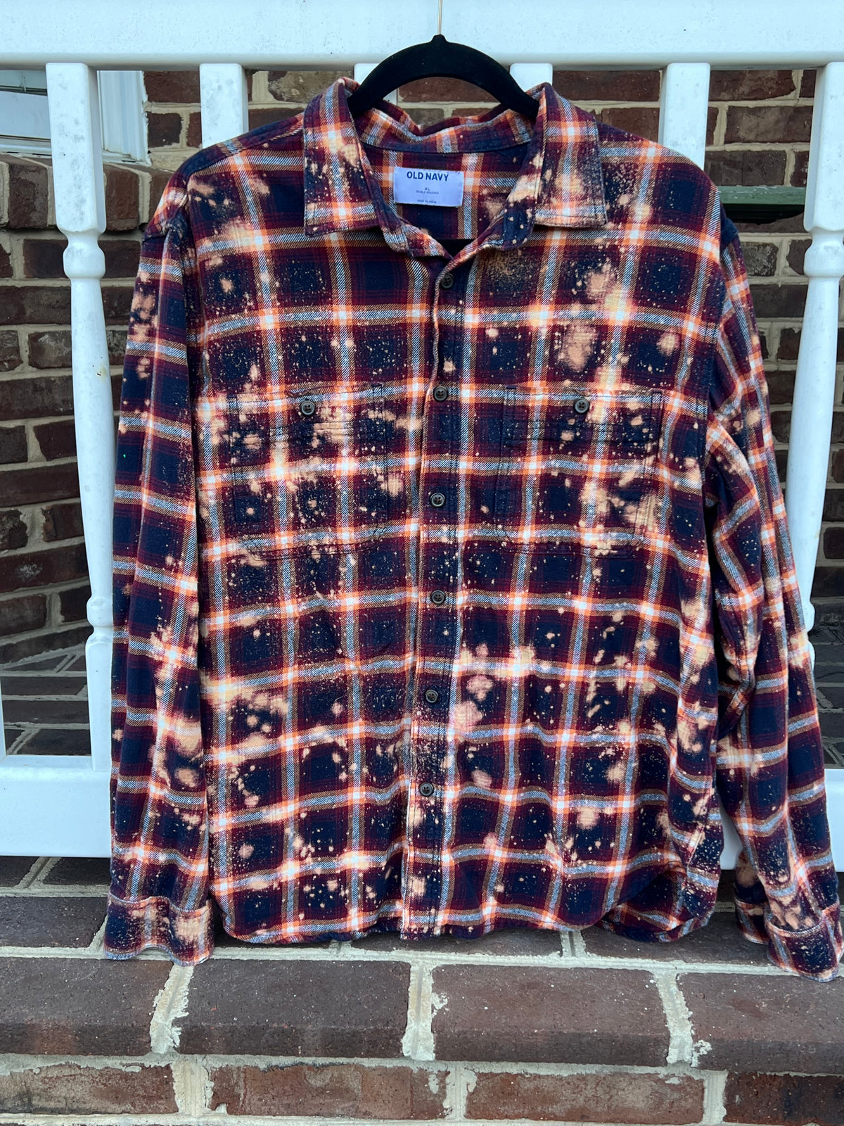 Artsy German Shepherd Dog Upcycled Bleach Art Flannel - Men’s XL Unisex