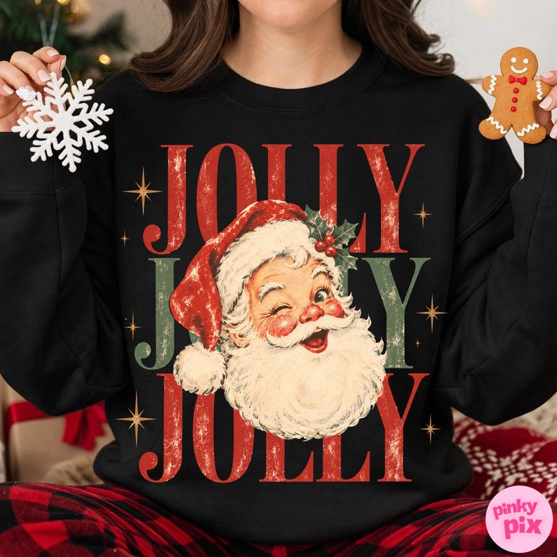 Vintage Vibes Jolly Christmas Santa Sweatshirt - White or Black